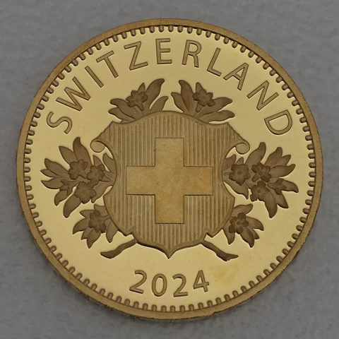 Goldmünze 50 Franken Schweiz 2024 - Schweizer Franken Gedenkmünze als Hommage an frühere Goldmünzen