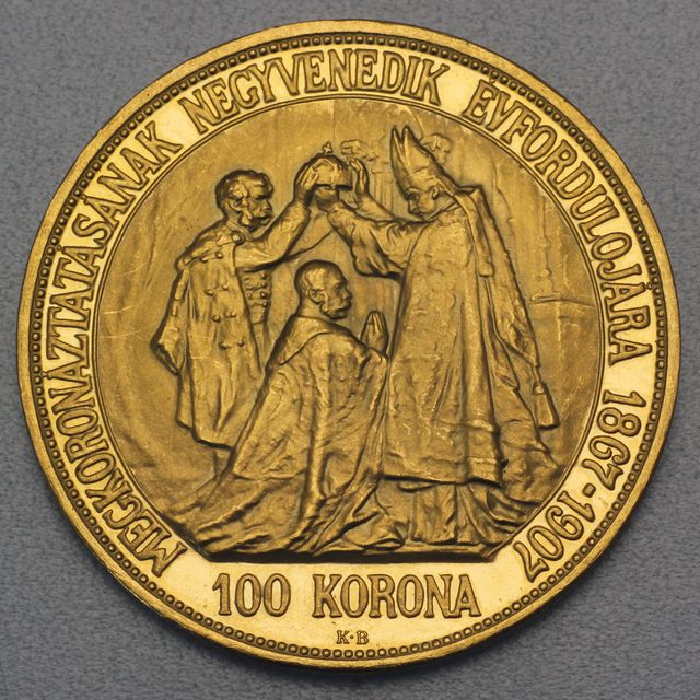 100 Kronen Goldmünze Österreich Version 1907 zum 40 Jährigen Krönungs Jubiläum