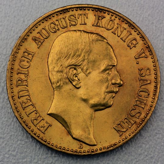 20 Reichsmark Goldmünze Friedrich August - Sachsen - Prägejahre 1905, 1913, 1914 Jäger Nr. 268