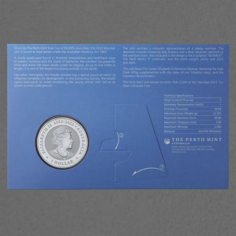 Silbermünze 1oz Australian Wombat 2023 koloriert