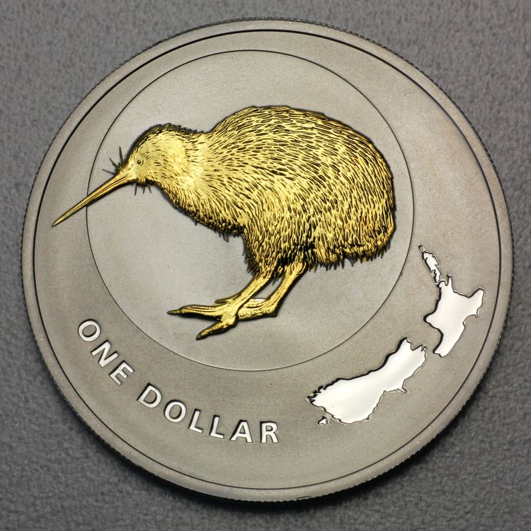 teilvergoldete Kiwi Silbermünze