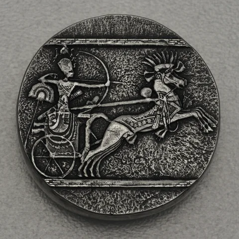 Silbermünze 5oz Tschad Ägyptische Relikte - 2020 Chariot of war