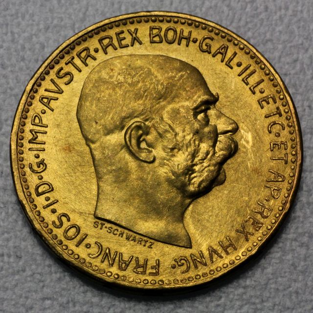 20 Kronen Goldmünze Österreich Version 1906-1916 Version Schwartz