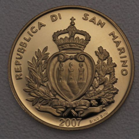 2 Scudi Goldmünze San Marino 2007 - Japanische Freundschaft Tempio Shinto Kashihara