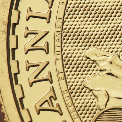 1oz Goldmünze Britannia 2023, Sicherheitsmerkmal Mikrobeschriftung