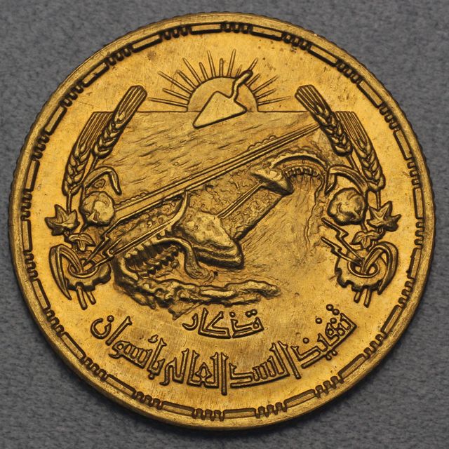 Aswan Dam Pound Goldmünze Ägypten 1960