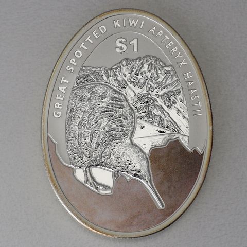 Silbermünze 1oz Neuseeland New Zealand Kiwi 2016 "Egg-Shaped" koloriert