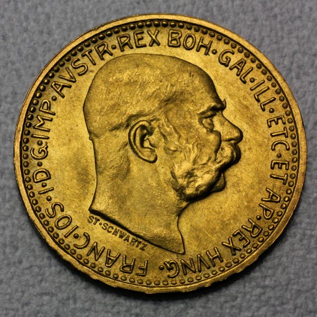 10 Kronen Goldmünze Österreich Version 1909-1912 Schwartz