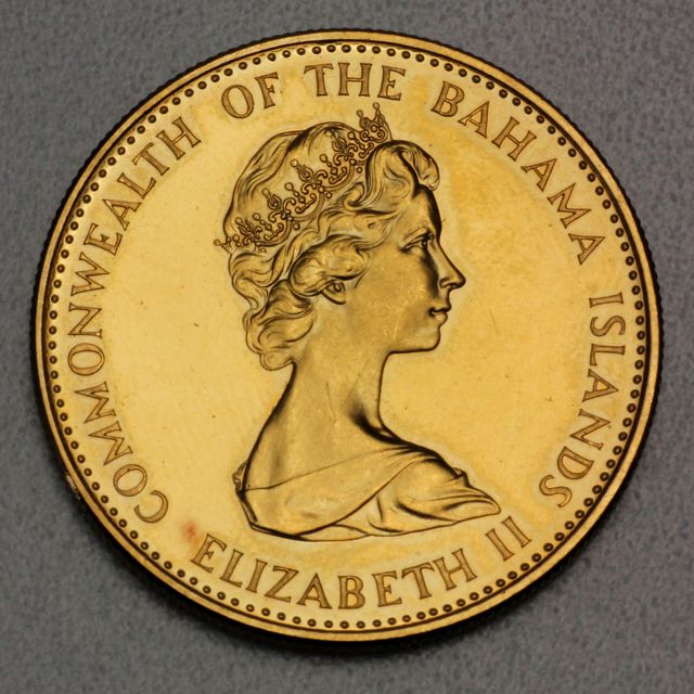100 Dollars Goldmünze der Bahamas 1971 aus 39,94g 22K Gold