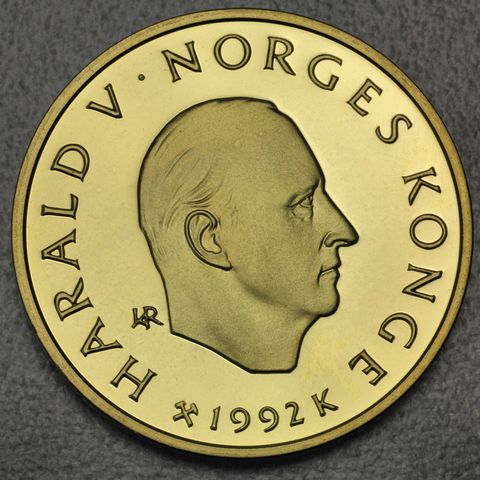 1500 Kronen Goldmünze Norwegen 1992 Lillehammer Harald V Norges Konge Olympische Spiele