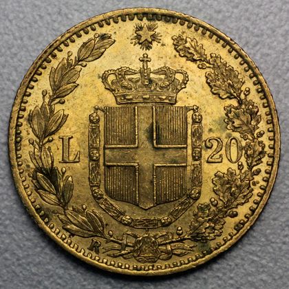 20 Lire Goldmünze Italien Umberto I