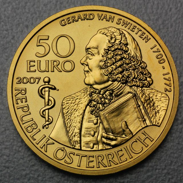 Goldmünze 50 Euro Österreich 2007 - Gerard van Swieten - Große Mediziner