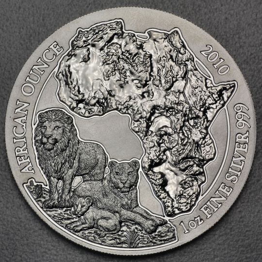 1 oz African Ounce Silbermünze Ruanda Motiv Löwen 2010