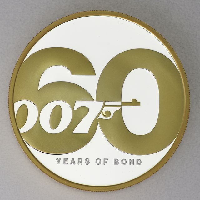 Silbermünze 2oz James Bond 2022 60. Jubiläum teilvergoldete Variante