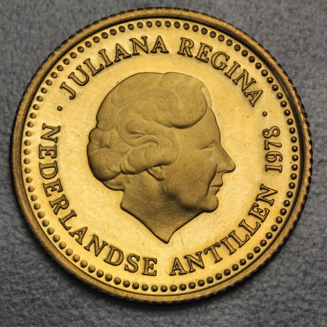 100 Gulden Goldmünze Niederländische Antillen Juliana Regina 1978 Willem I 1828