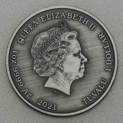 Silbermünze 1oz Tuvalu Gods of Olympus Rückseite Antikes Finish