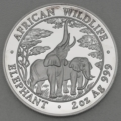 Silbermünze 2oz Sambia Elefant 2003 Proof Ausgabe