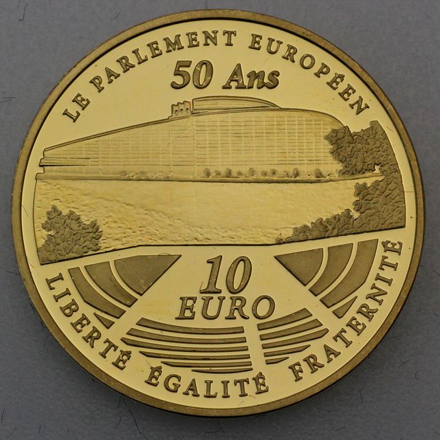 10 Euro Goldmünze Frankreich 2008 - 50 Jahre Europäisches Parlament