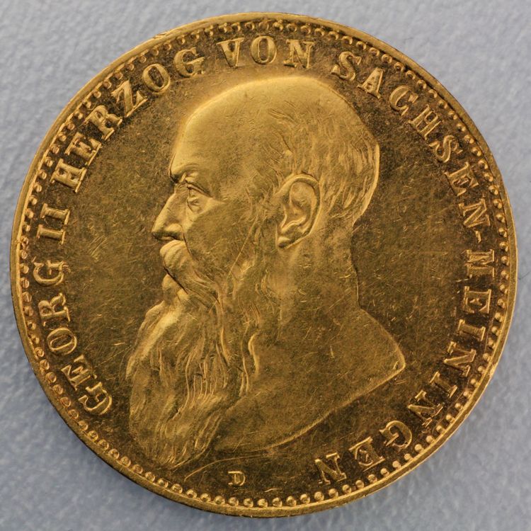 10 Reichsmark Goldmünze Georg II - Sachsen - Meiningen