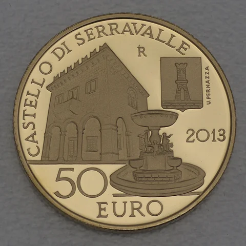 50 Euro Goldmünze San Marino 2013 Castello di Serravalle