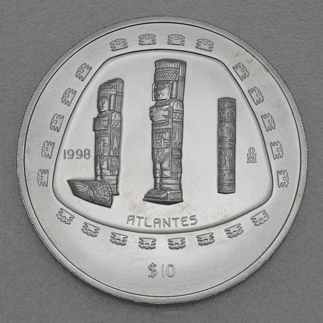 Silbermünze 5oz Mexiko Präkolumbische Kulturen - Tolteken Atlantes 1998