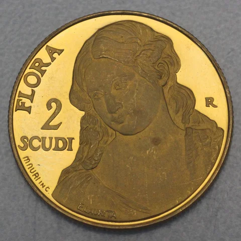 2 Scudi Goldmünze San Marino 2001 - Flora