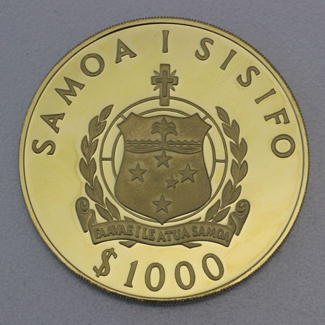 Goldmünze 1000 Tala Samoa 1984 - Boxkampf