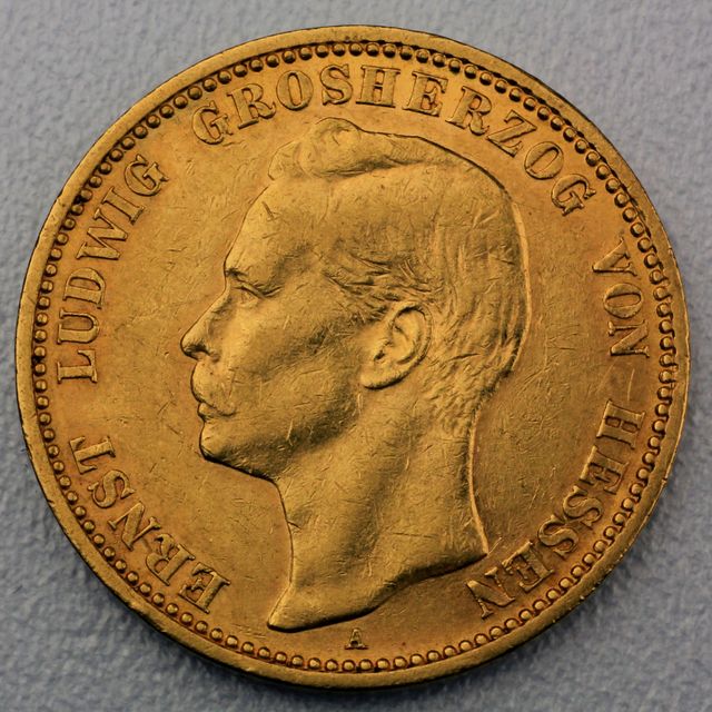 20 Reichsmark Goldmünze Ernst Ludwig - Hessen - Prägejahre 1896 bis 1903 Jäger Nr. 225