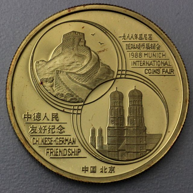 1oz Goldmedaille China Panda zur Munich International Coin Fair 1988