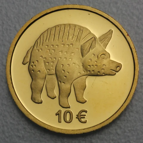 10 Euro Goldmünze Luxemburg 2006 Wildschwein vom Titelberg