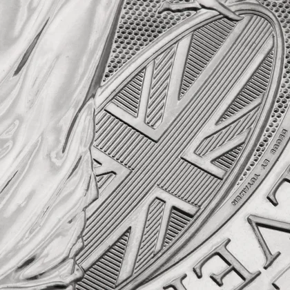 1oz Silbermünze Britannia 2024, Sicherheitsmerkmal Schild