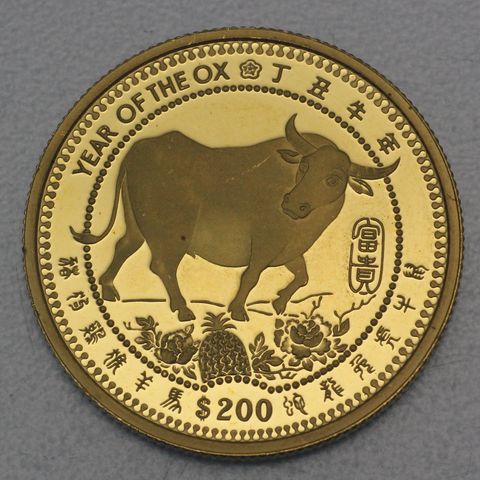 Goldmünze 200 Dollars Liberia 1997 - Year of the Ox