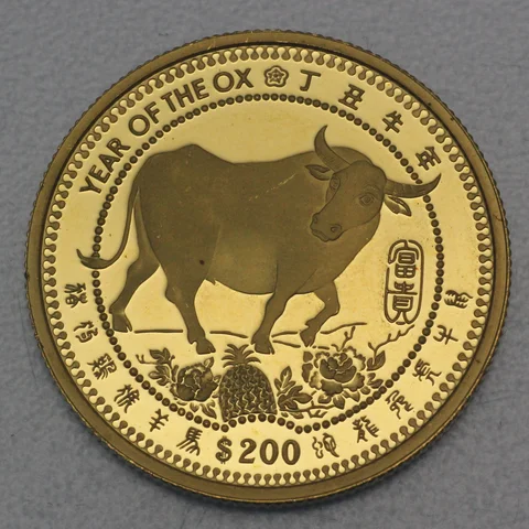 Goldmünze 200 Dollars Liberia 1997 - Year of the Ox