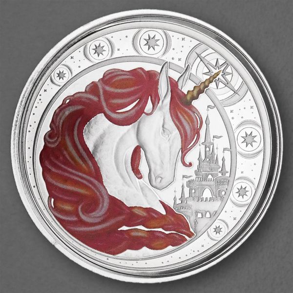 Silbermünze 1oz Ghana 2023 - Einhorn koloriert