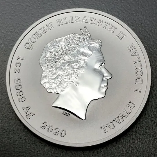 Münze aus Silber Tuvalu zu 1oz und 1 TVD 2020 mit dem Portrait von Queen Elizabeth nach Ian Rank-Broadley