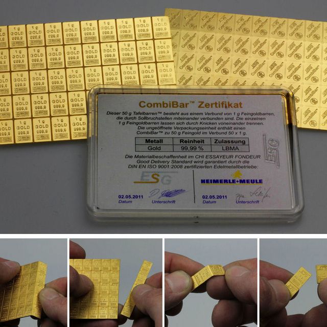 50g Goldtafel mit Zertifikat und Gebrauchsanleitung