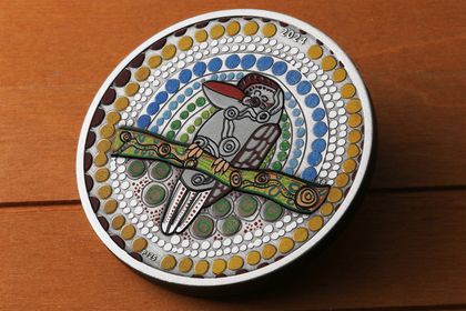 Silbermünze "Kookaburra Kaa Kaa" (AF/koloriert)