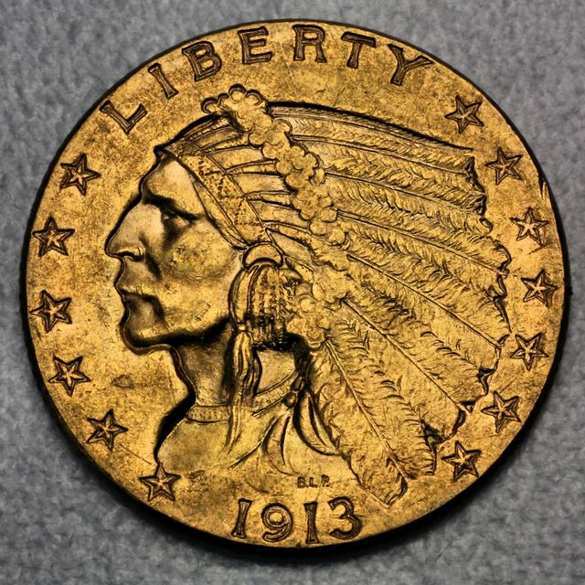 2,5 Dollar Indian Head Goldmünze USA