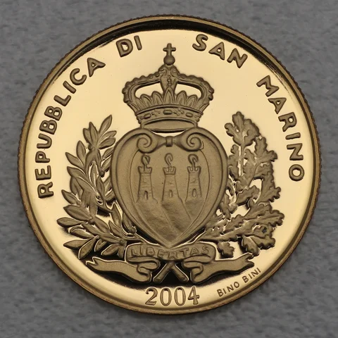 2 Scudi Goldmünze San Marino 2004 - Domagnano Schatz Gothischer Adler