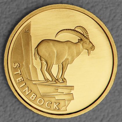 20 Euro Goldmünze "Steinbock" 2023 der Serie "Rückkehr der Wildtiere"