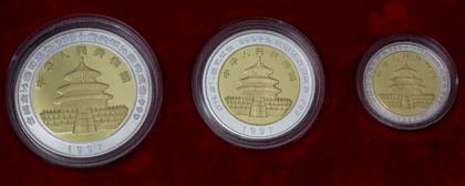 Bi-Colour Panda Münzen Silber-Gold 1997