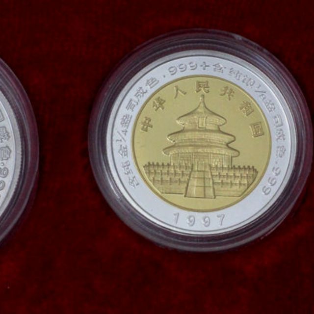 Bi-Colour Panda Münzen Silber-Gold 1997