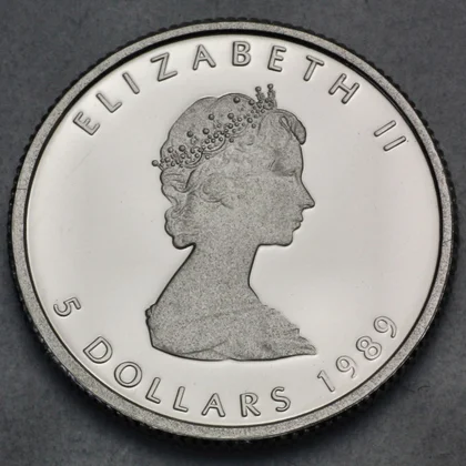 Platinmünze 1989 mit dem der jungen Queen Elizabeth II