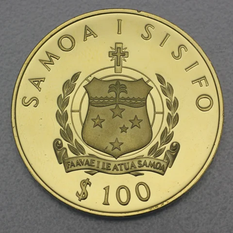 Goldmünze 100 Tala Samoa 1976 - Gewichtheber