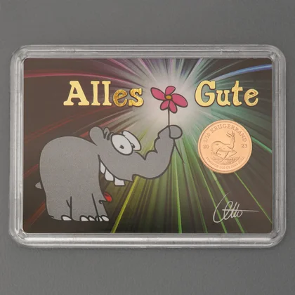 Geschenkset 1/10oz Goldmünze Krügerrand "Alles Gute - Ottifant"