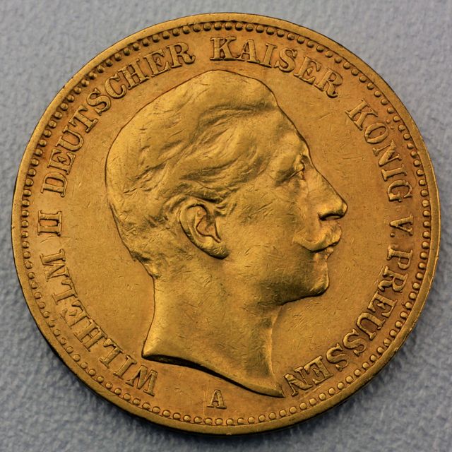 20 Reichsmark Goldmünze Wilhelm II - Preussen - Prägejahre 1890 bis 1913 Jäger Nr. 252