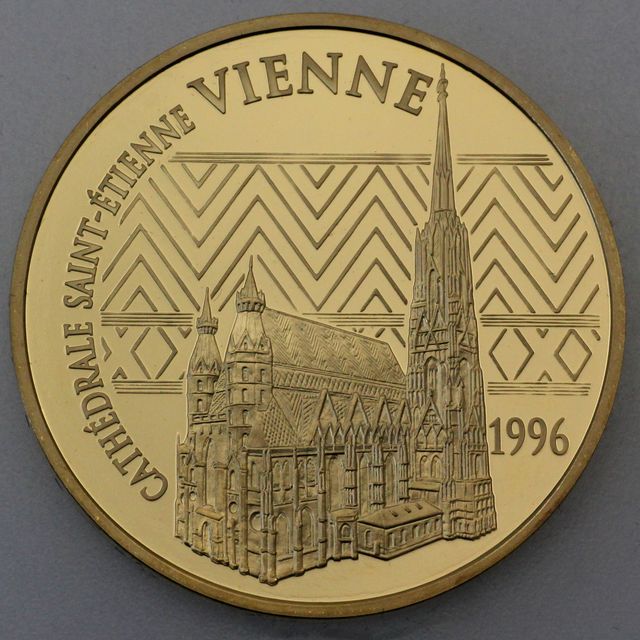 Goldmünze 500 Francs Frankreich 1996 - Kathedrale Stephansdom Wien