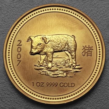 Lunar I, 1oz Goldmünze, Schwein, 2007