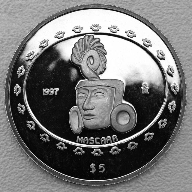 Silbermünze 1oz Mexiko Präkolumbische Kulturen - Teotihuacan Mascara 1997