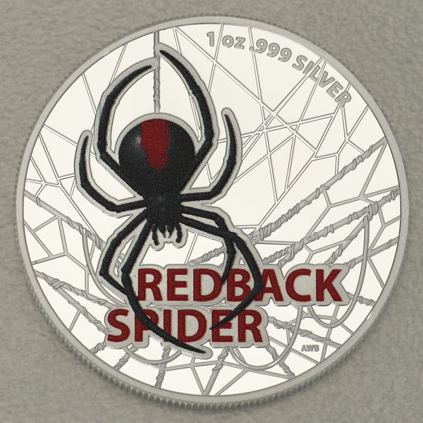Silbermünze 1oz Australia's Most Dangerous - 2021 Redback Spider koloriert